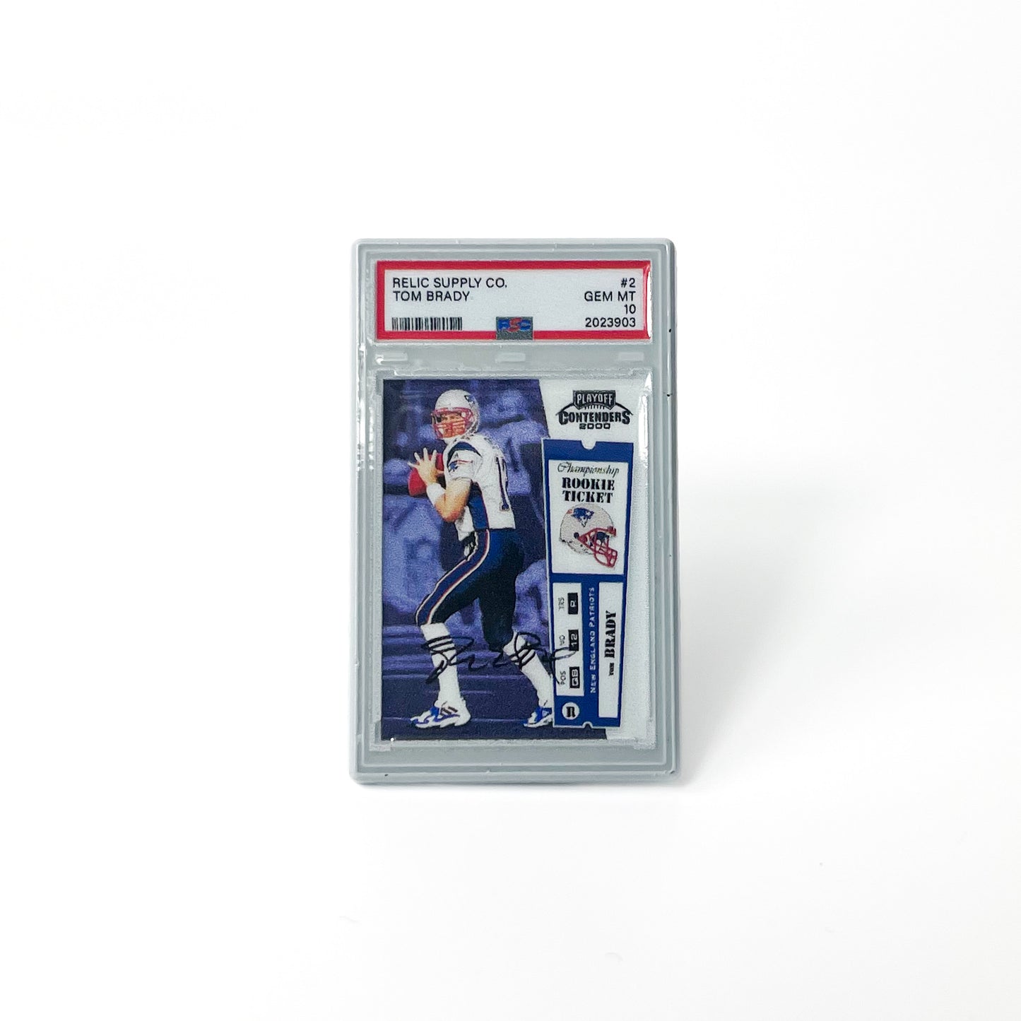 2000 Tom Brady Rookie Playoff Contenders Auto Graded Enamel Pin